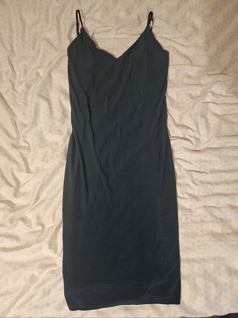 Mind Code Dark Green/Teal Mini Slip Dress